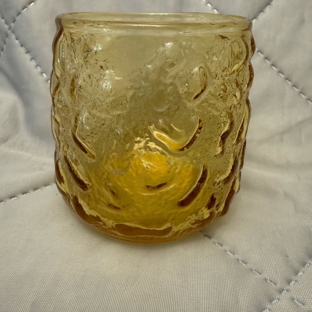 Vintage Anchor Hocking Lido Milano
Amber Gold 3" Crinkle Roly Poly Glass
